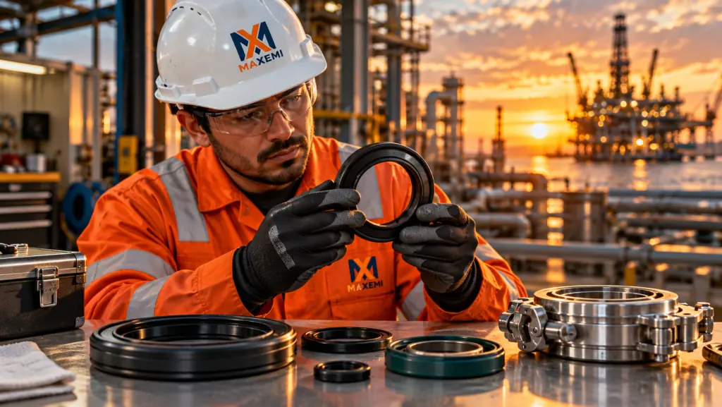 Especialista MAXEMI inspecciona un sello elastomérico